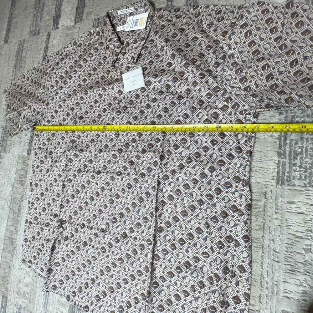 NEW Vintage Henry Grethel Mens XL Short‎ Sleeve Shirt Paisley Geometric Brown